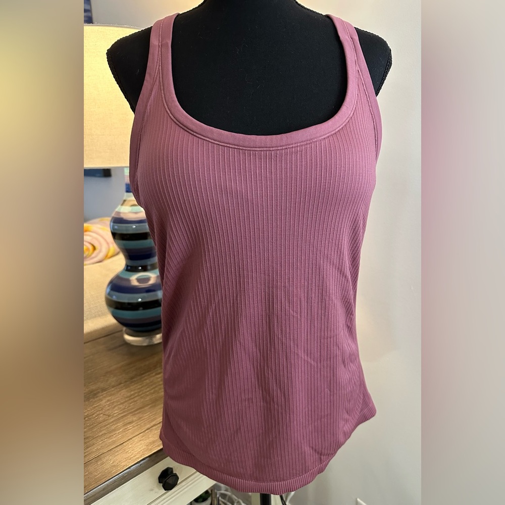 Velocity Pink Ribbed Racerback Tank Top W/ Bra - Size XL